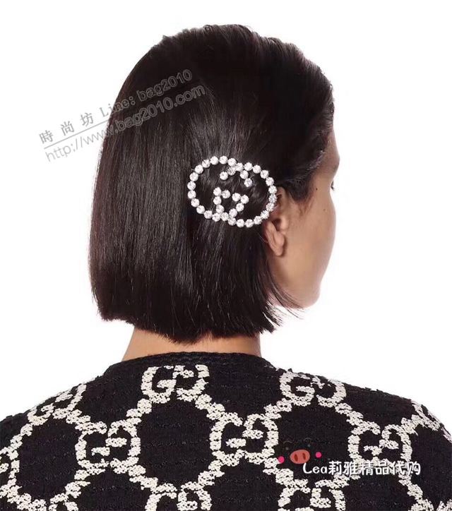 GUCCi飾品 古馳2019年新款上市字母logo髮夾 Gucci施華洛鑽鑲嵌髮夾  zgbq1186
